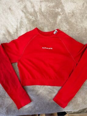 Alphalete Athletic Long Sleeve Red Cropped Top